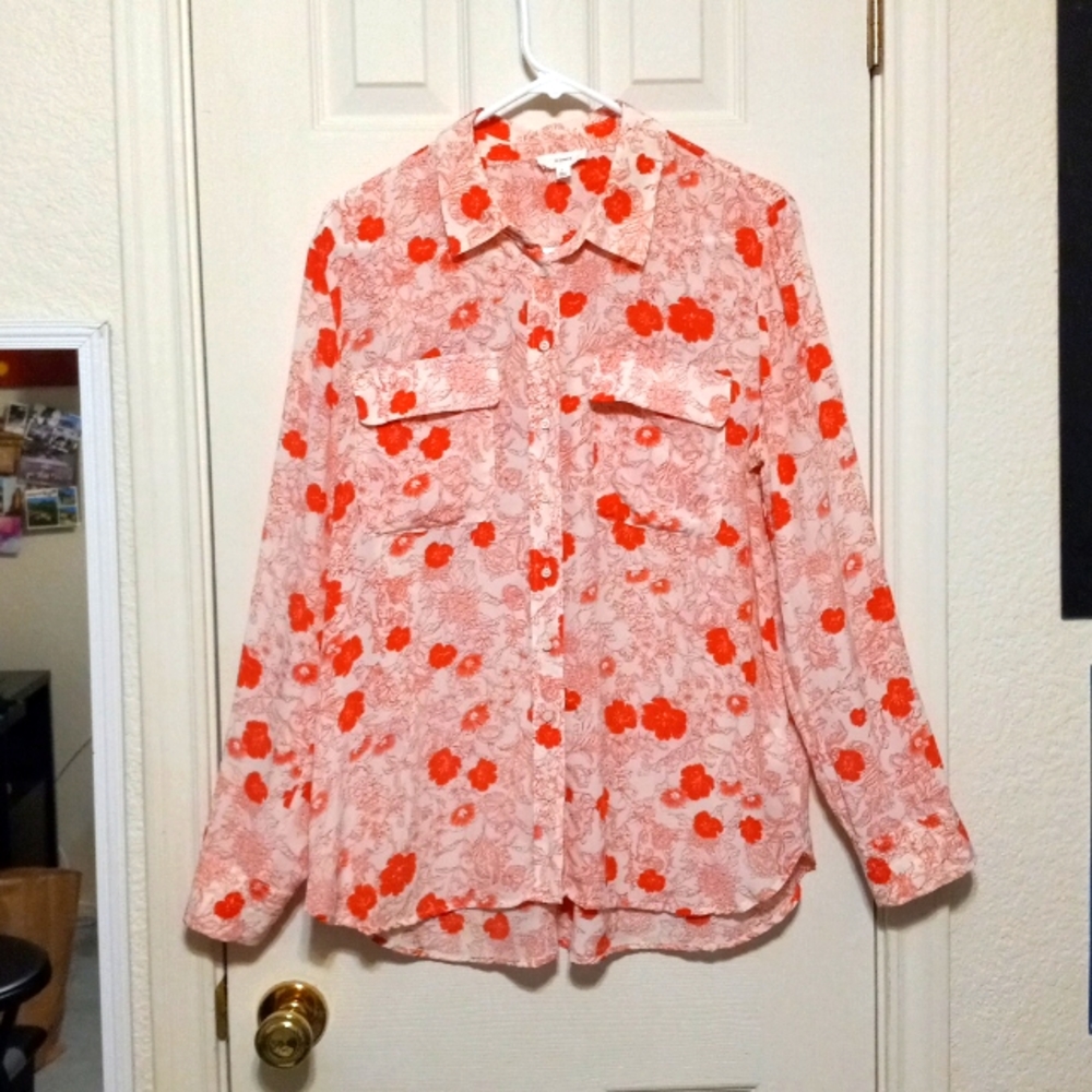 A loves A Women's 100% Silk Button Up Blouse